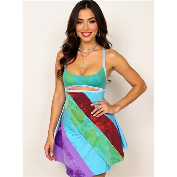 Cutout Color Block Cami Dress - Picture 1 of 3
